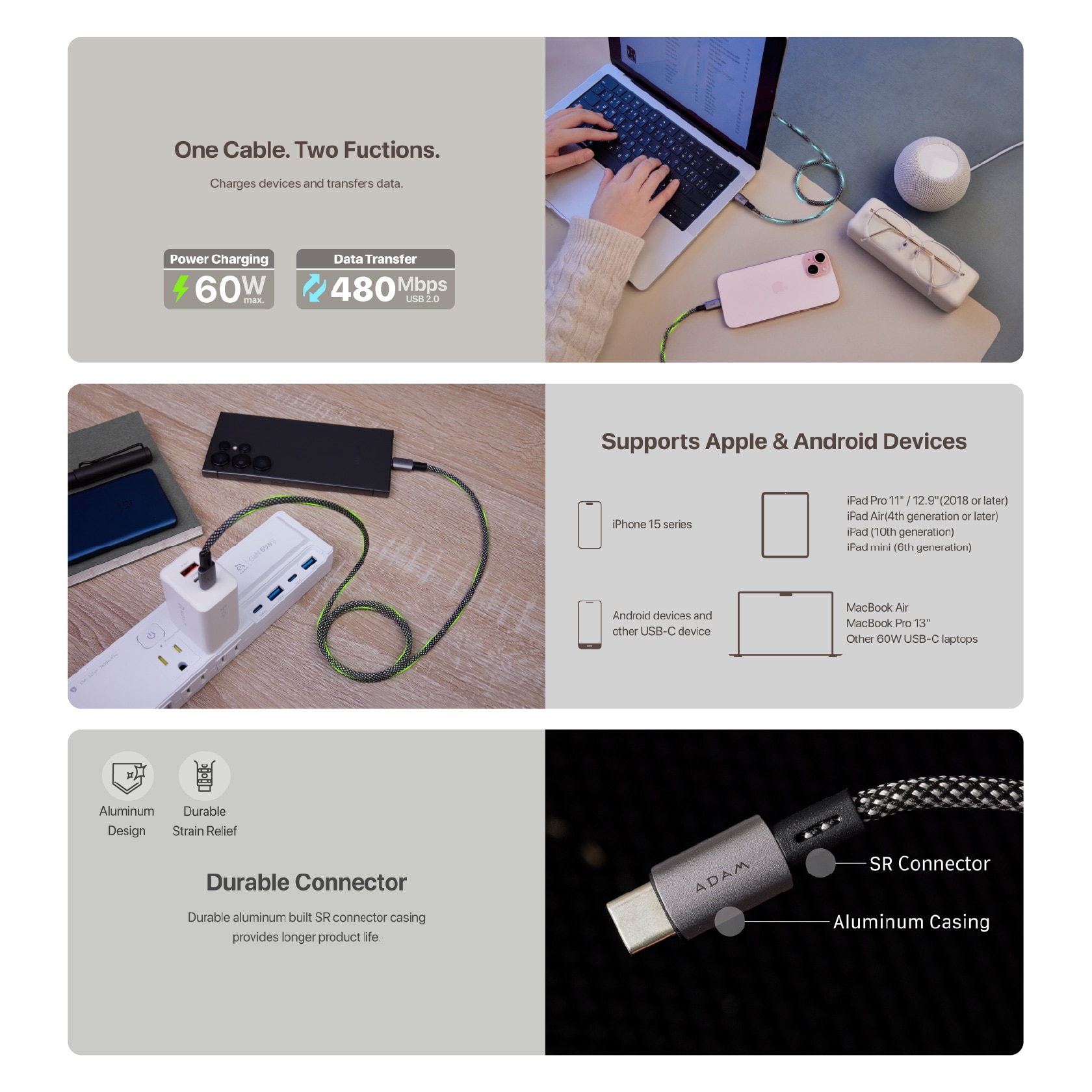 ADAM elements CASA MS100 USB-C to USB-C 60W Cable